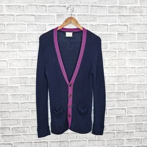 BAND OF OUTSIDERS Navy Blue knit Cardigan Sweater fits Small